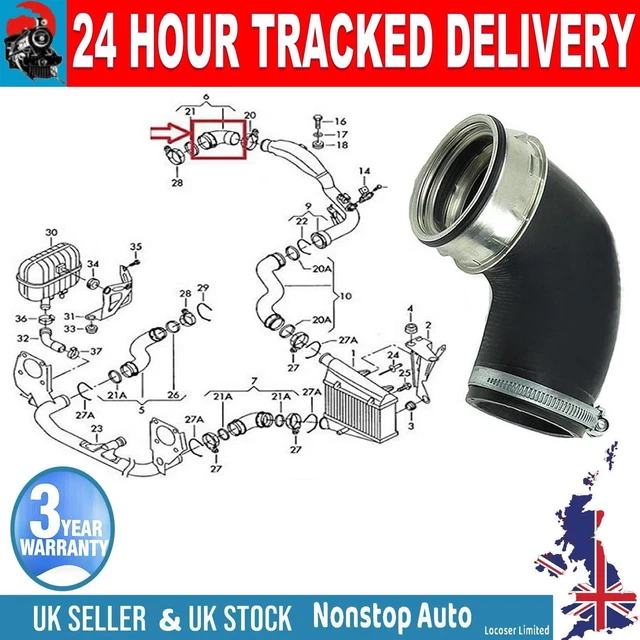 WOLFIGO Tubo De Manguera Turbo Intercooler, Nuevo, 3B0145838, Para Audi