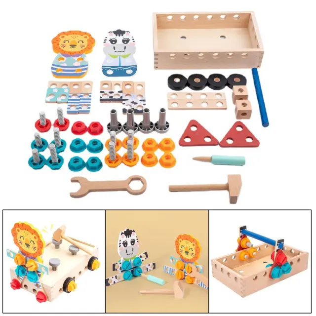 DIY Construction Toy Fine Motor Skills Montessori Portable Wooden Tool Set for
