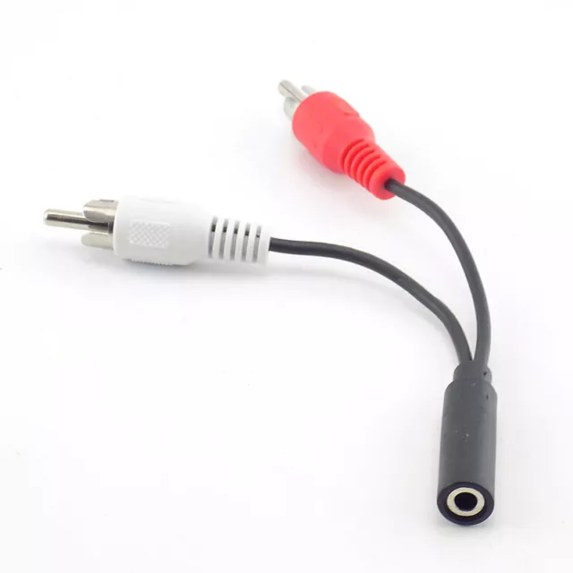 2-RCA Cable Male Plug to 3.5mm Female Aux Audio Headphone Jack Converter Adapter