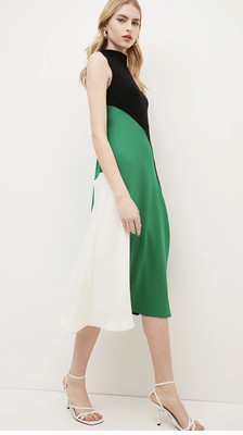 Karen Millen -  Soft Tailored Colour Block Low Hem Midi Dress - NWT - 14UK