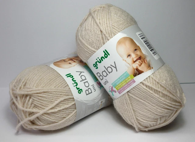 Wolle zum Stricken Baby uni v.Gründl 50 g Fb.12 (neu) creme Babywolle