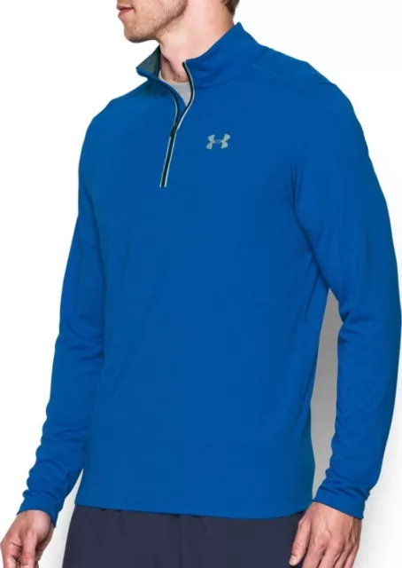 Chemise Homme Under Armour Streaker Running 1/4 Zip Bleu #1271851-Neuf Avec Étiquettes 2