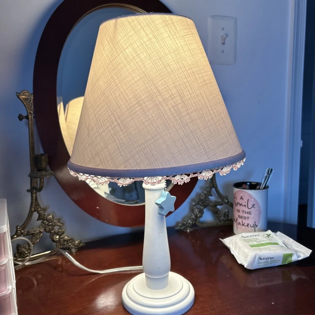 Pottery Barn White Child’s Lamp With Pink Lampshade And Star Pull Pottery Barn White Child’s Lamp With Pink Lampshade And Star Pull