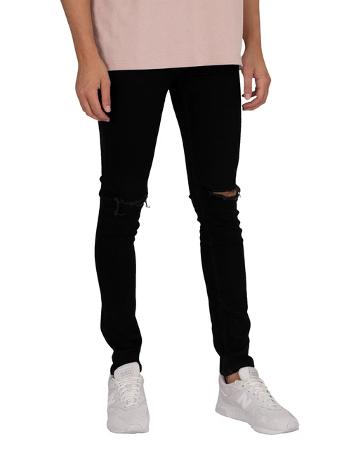 Dr. Denim Men's Chase Ripped Knee Skinny Jeans, Black