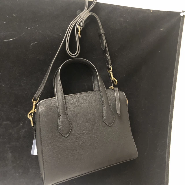 Universal Thread Black Faux Leather Tote Purse Bag With Brass Hardware