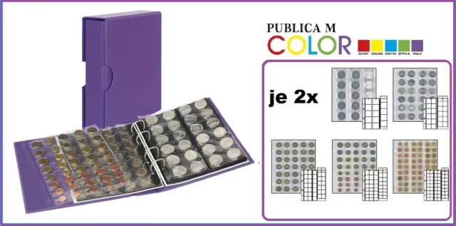 Álbum de monedas Colour Publica M Viola Lila Estuche Lindner S3542M-13+ 10 hojas