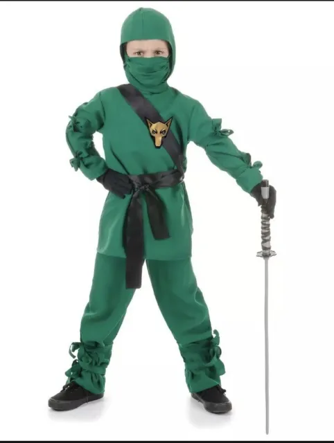 Ninja Costume Kids Ninjago Halloween Fancy  Green Shirt Pants Sash Belt Mask Sm