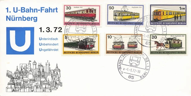BRD - Gedenkblatt 1. U-Bahn-Fahrt Nürnberg mit Sonderstempel 1.3.72