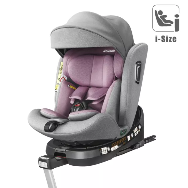 Jovikids WD034 Baby Car Seat with 360 Swivel - Isofix Group 0+1/2/3 - PINK