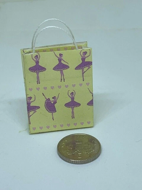 Handmade 1:12th Scale Dolls House Miniature Accessory Ballerina Theme Gift Bag 2