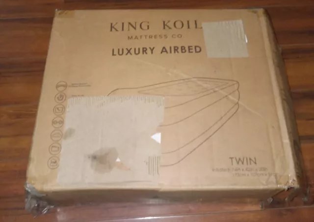 King Koil Plush Pillow Top Twin Air Mattress with Built-in High-Speed Pump...