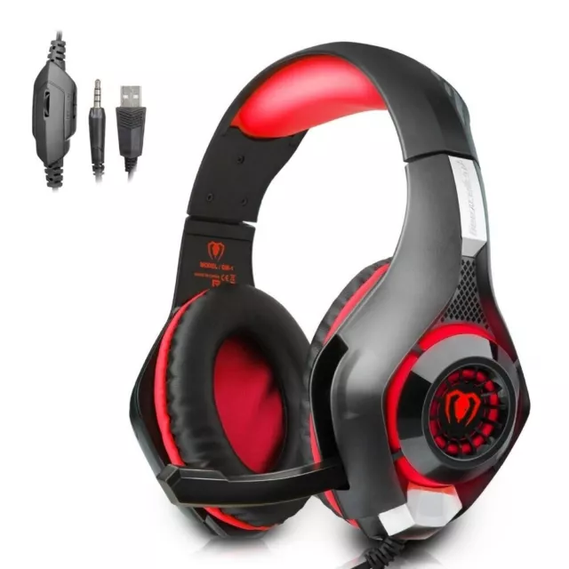 Auriculares Beexcelent GM-1 Gaming Juego LED Rosso Para PS4 Xbox PC Tablet Smart