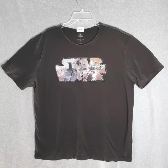 Disney Men T-Shirt XL Black Star Wars Logo Stitched Embroidered Graphic Tee