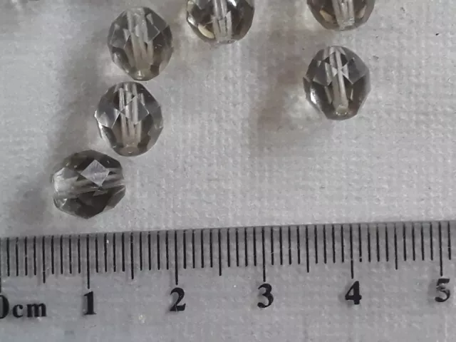 12 Czech fire polished smokey grey glass beads 8mm. Nice transparent beads! 3