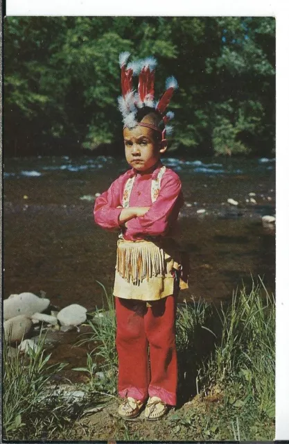CH-013 Cherokee Indian Boy, Little Carl in Costume Chrome Postcard M. Cline