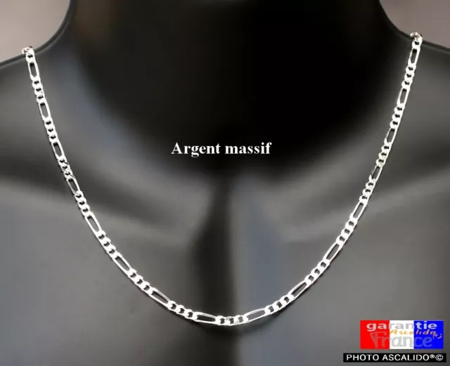 chaine neuve maille figaro en argent massif 925 pour homme taille moyenne 3.5mm