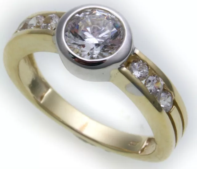 Anneau Femmes Réel or Jaune Bicolore 333 8kt Zircon Or Top Qualité Solitaire