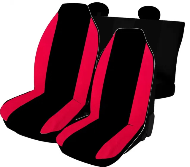 Set housses de siège compatibles avec Peugeot 107 en coton rouge/noir made ita