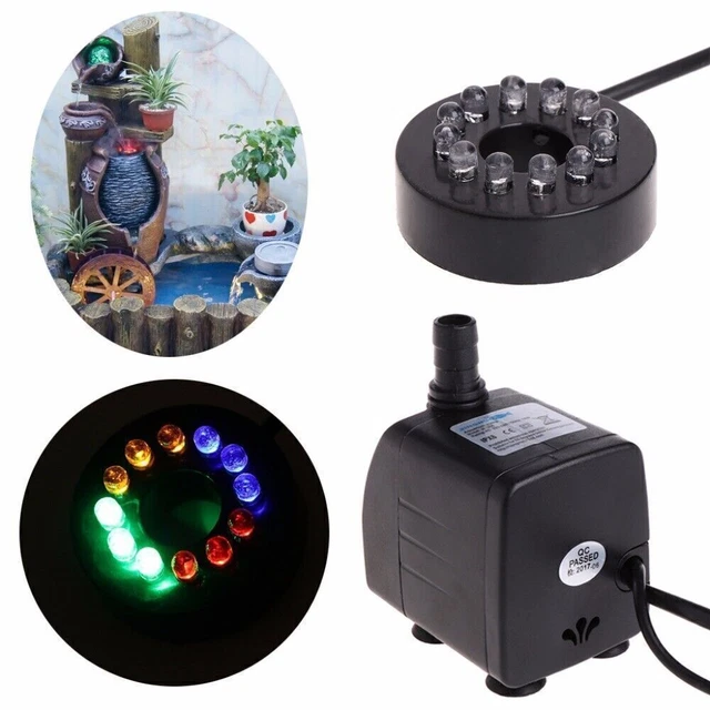 12 LED Pompa ad Acqua Sommergibile per Acquario Fontane da Tavolo 600L/H 8W