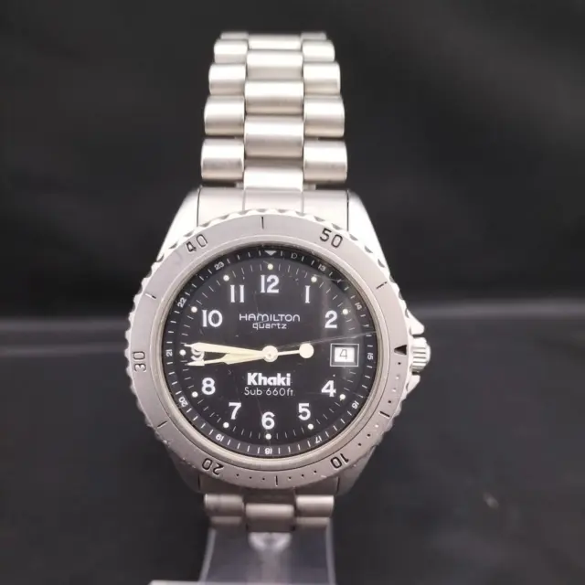 Orologio Militare Hamilton Khaki 9745B Sub 660 piedi Analogico al quarzo Argento Nero