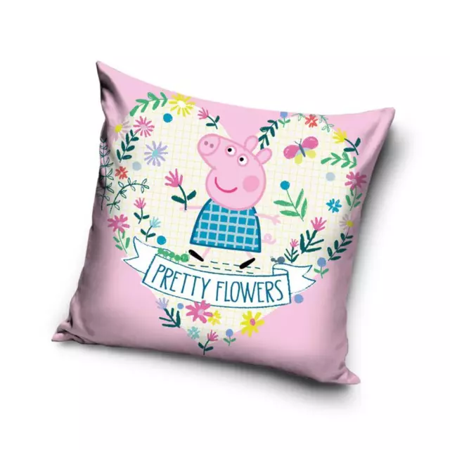 Peppa Pig Cushion Pretty Flowers Pre-filled Children's Bedroom - 34cm x 34cm