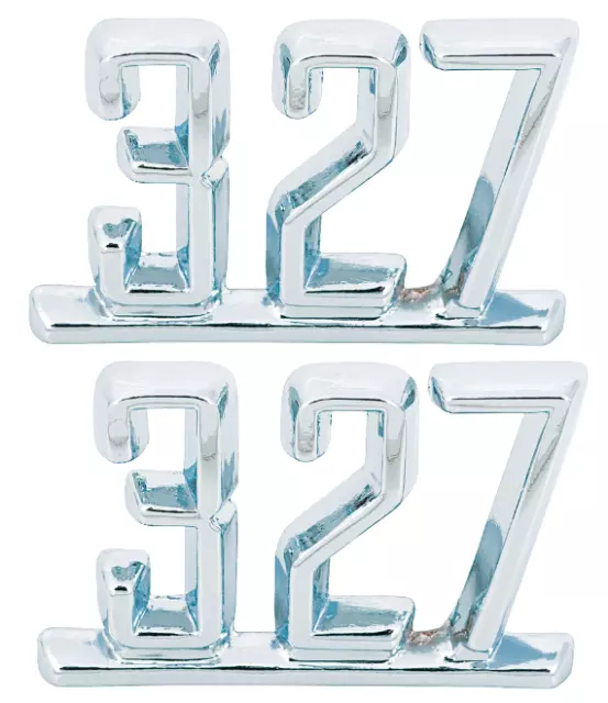 OER "327" Front Fender Emblem Set 1965-1967 Nova Camaro Corvette Impala Chevelle