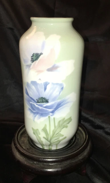 Art Nouveau Bernard Bloch Floral Porcelain Vase Austrian Poppy Blue Green White