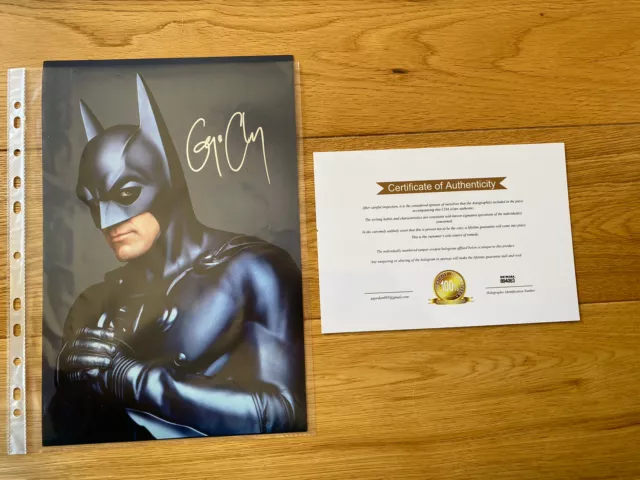 Exceptional Signed Photo Batman George Clooney With Certificate Of Authenticity