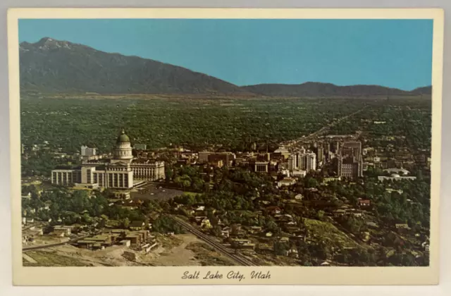 Aerial View Salt Lake City Utah UT Unposted Vintage Chrome Postcard