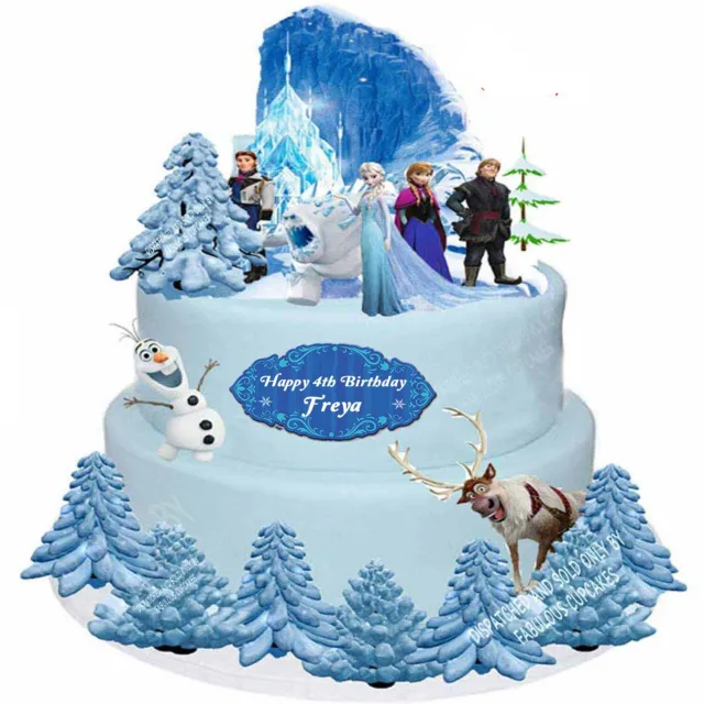 Disney Frozen Elsa Anna Olaf Edible Stans Up Birthday Cake Toppers Wafer Card