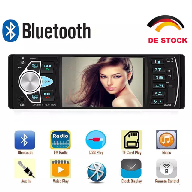 1Din Autoradio Mit Bildschirm Display Video Monitor Bluetooth Freisprech Usb Tf