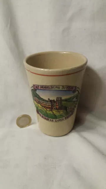 Vase Becher Keramik Heidelberg Biedermeier Keramik Souvenir Andenken Baden