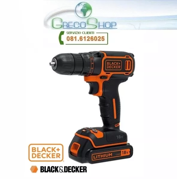 Trapano avvitatore a batteria c/percussione 18V Litio Black&Decker - BDCHD18