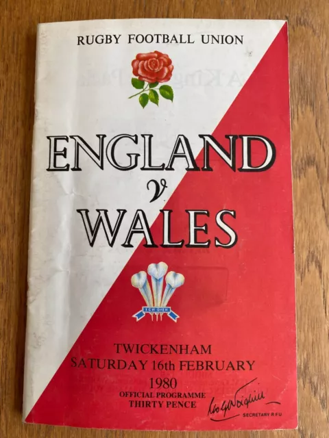 1980 England v Wales 5 Nations Rugby Union Programme