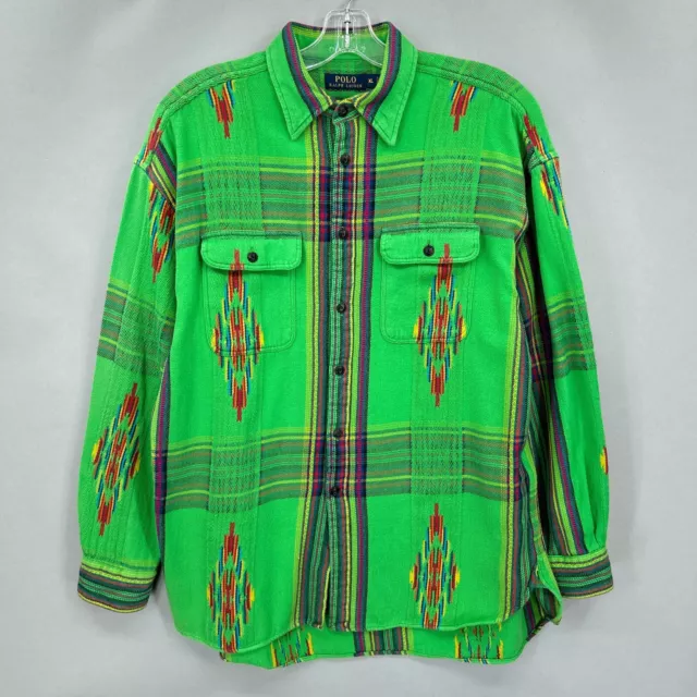 Polo Ralph Lauren Shirt Mens XL Native Indian Western Southwestern Aztec Beacon