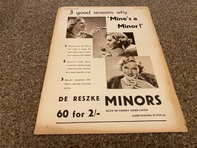 Ftwb9 Advert 12X9 De Reszke Minors Cigarettes