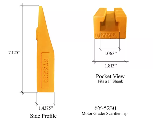 4 Scarifier Shanks and 6Y-5230 teeth, fits CAT Motorgraders - 9F-5124 (195-7218) 3