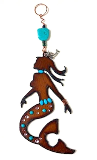 Metal Hanging Decor, Mermaid Decoration for Home, Office, Garden or Patio-