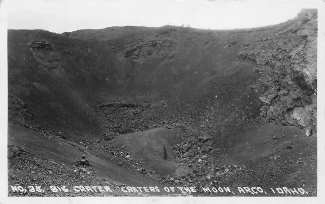 J43/ Craters of the Moon Idaho RPPC Postcard c1920s Volcanic Big Crater 235