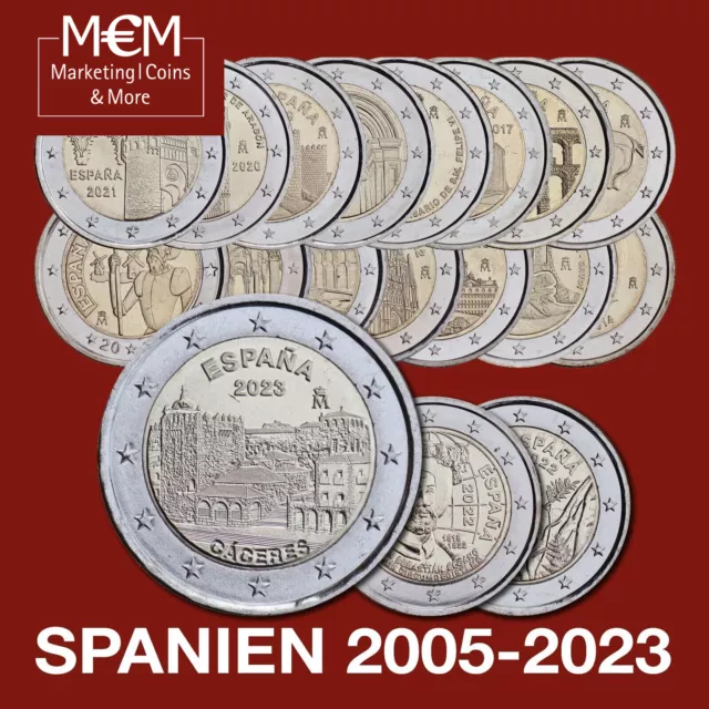 ### 2 Euro Gedenkmünzen Spanien  2005 - 2023 Alles Lieferbar ###