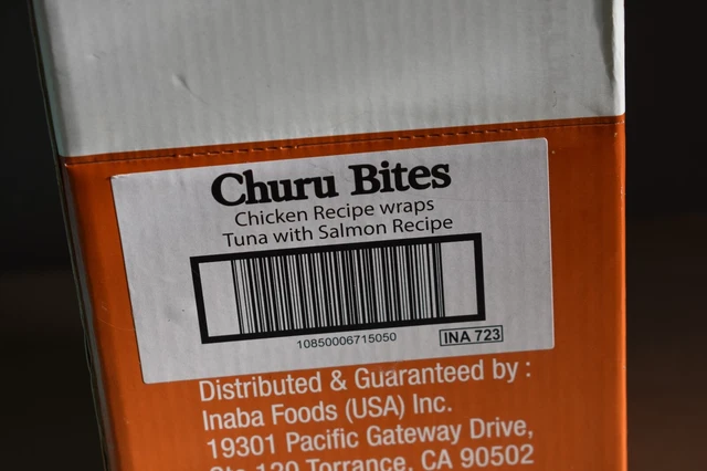 INABA churu Bites envolturas de pollo receta de salmón golosinas para gatos●0,5 oz × 24 tubos.