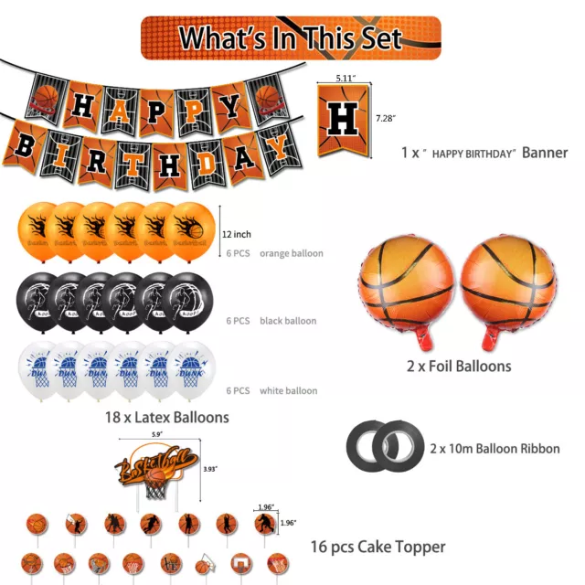 Boys Basketball Balloons Set Slum Dunk Birthday Party Supplies Banner Set AU 3