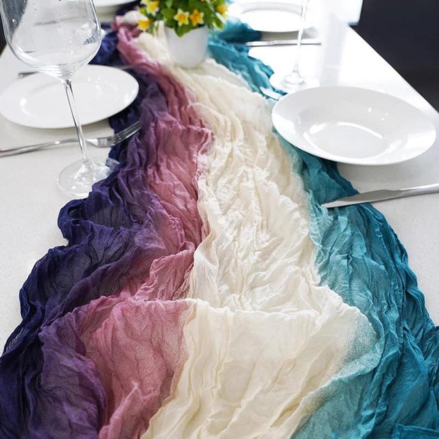 Mantel Bohemio Mesa Bandera Teñido Corbata Mesa Plisada Paño Boda Fiesta Decoración,
