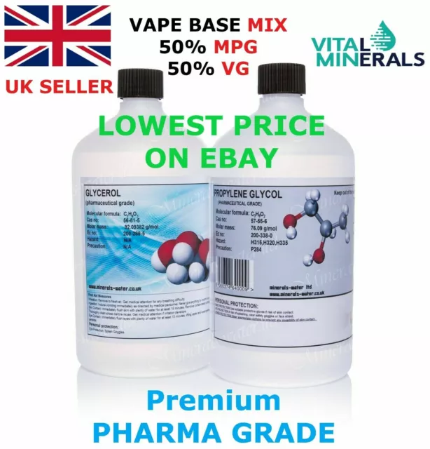 Veg Glycerine & Propylene Glycol VG MPG PHARMA GRADE 300ml  50/50 VAPE BASE MIX