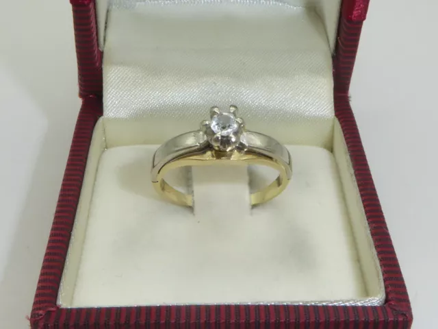 Ring 585 Gold 14K Gelbgold Weißgold Verlobungsring Zirkonia RG 54 - 17,2 mm 4714