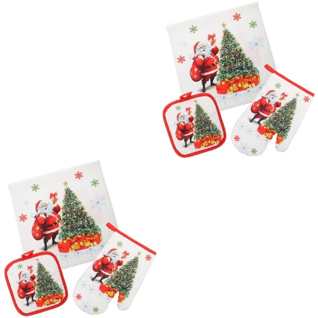 2 Sets Christmas Baking Kit Santa Oven Mitt Cooking Mitts Food