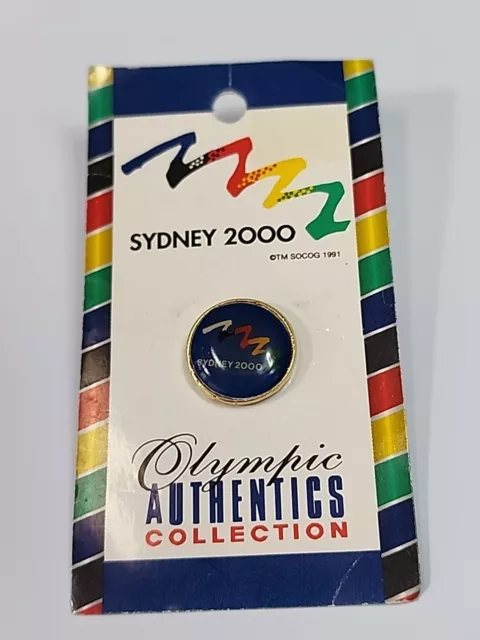 Sydney 2000 Summer Olympic Games Souvenir Lapel Pin Blue Round w/ Squiggle