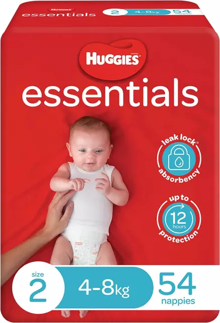 Huggies Essentials Nappies Size 2 (4-8Kg) 54 Count