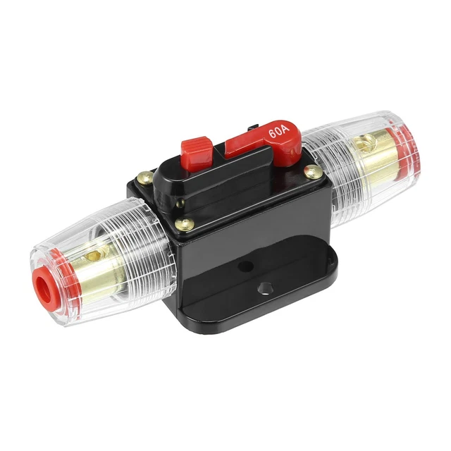 12V 60A Auto Stereo Interruttore Fusibile Supporti Reset Circuito Interruttore