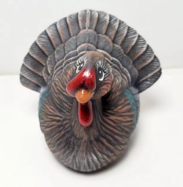 Vintage Thanksgiving Hand Painted Ceramic Turkey Figurine Autumn Harvest Fall